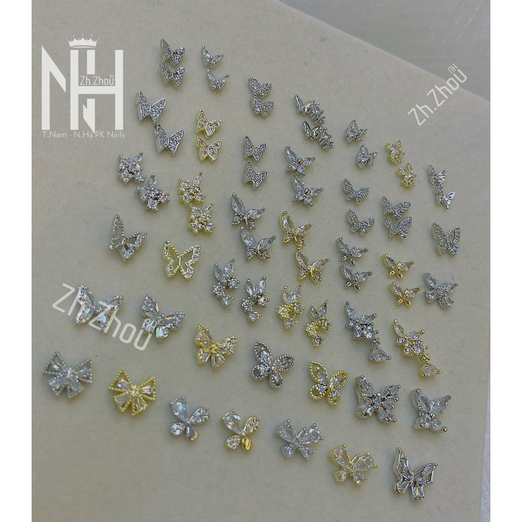 Các mẫu charm bướm mini, Charm bướm size nhỏ trang trí móng, charm gắn móng,đá hình trang trí móng charm cao cấp