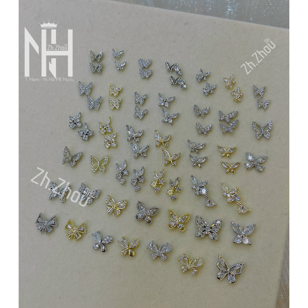 Các mẫu charm bướm mini, Charm bướm size nhỏ trang trí móng, charm gắn móng,đá hình trang trí móng charm cao cấp