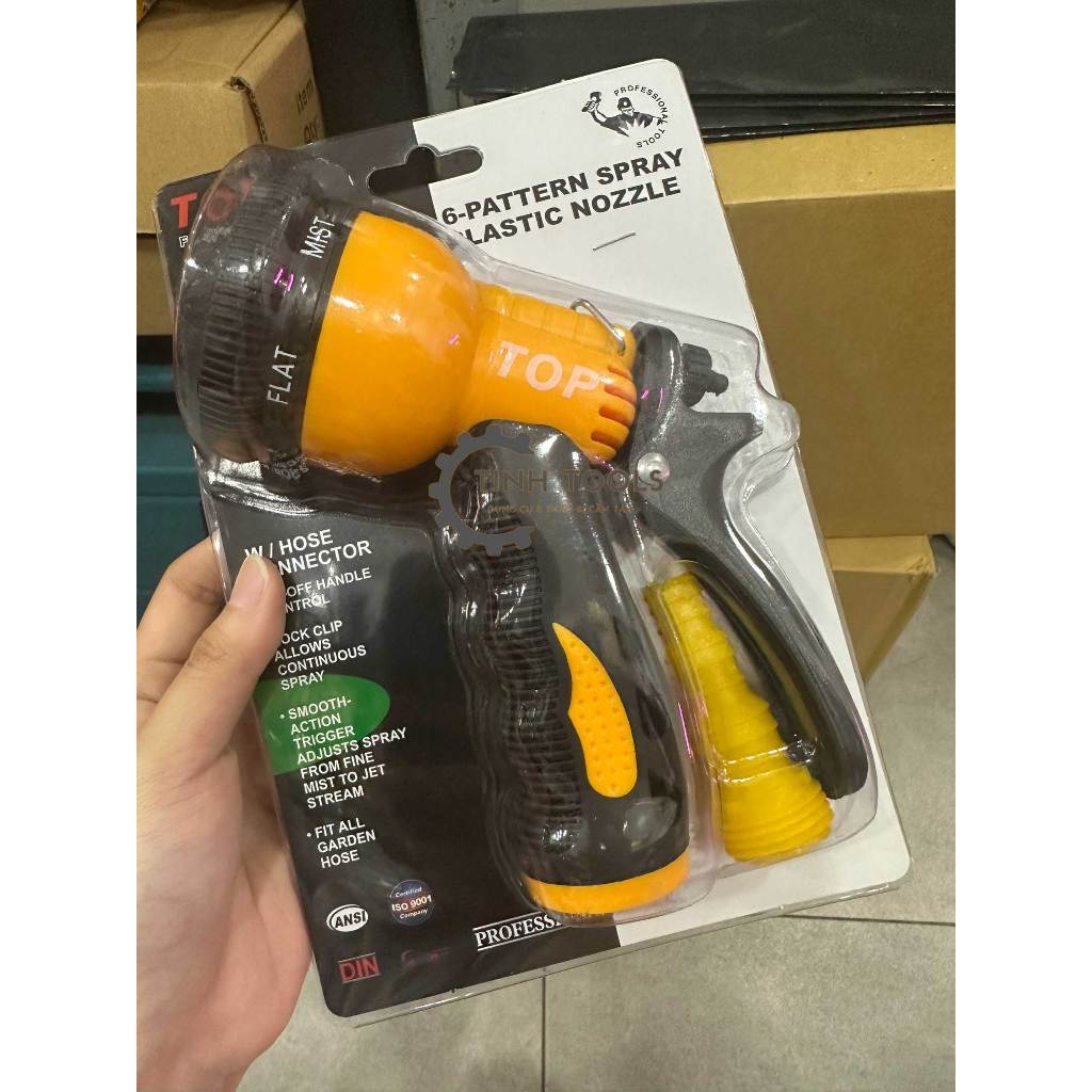 Súng xịt nước rửa xe, tưới cây vòi 1 tia, 6 tia hãng TOP (Chính Hãng) Đài Loan