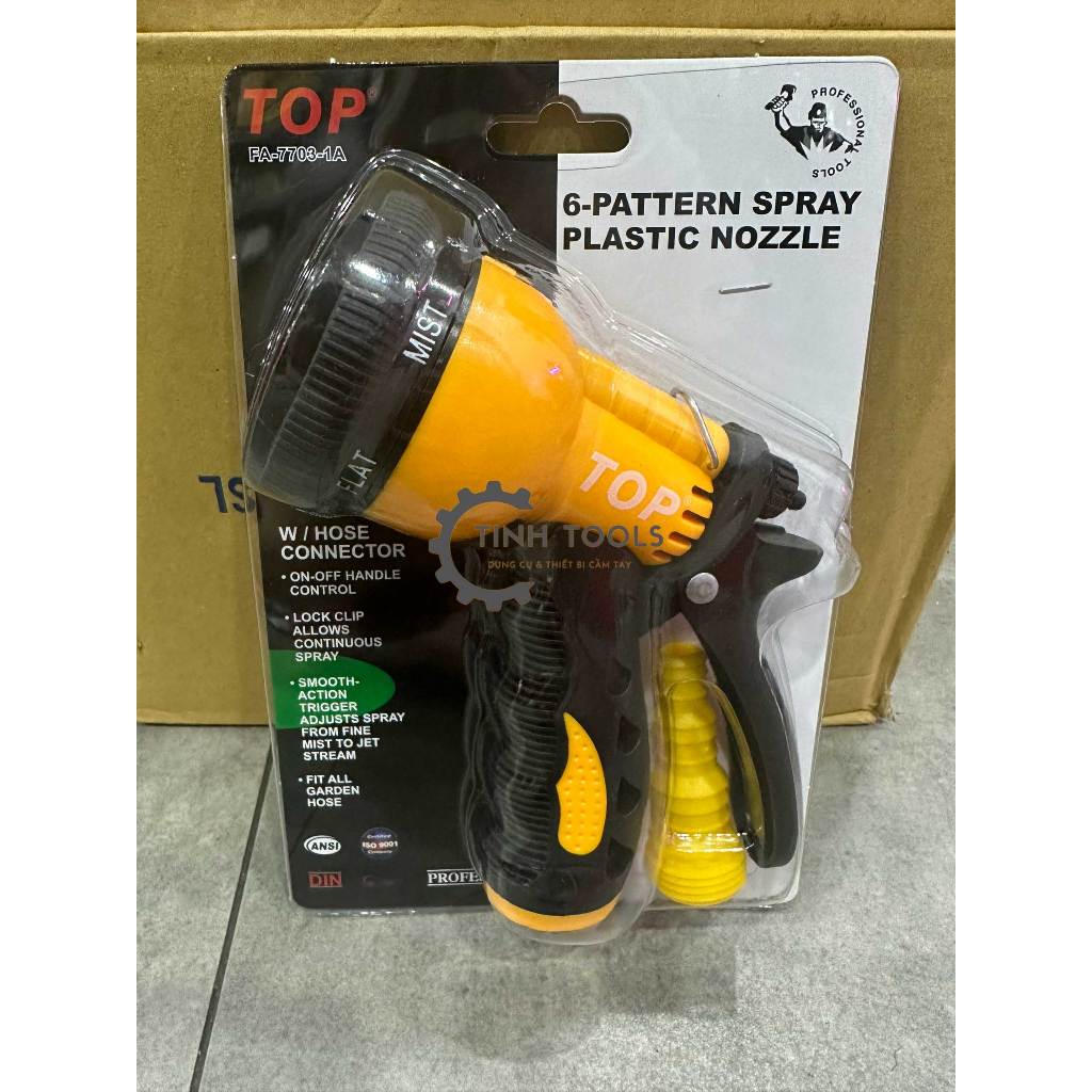 Súng xịt nước rửa xe, tưới cây vòi 1 tia, 6 tia hãng TOP (Chính Hãng) Đài Loan