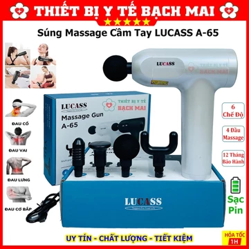 Máy Massage Cầm Tay LUCASS A65 Súng Massage Giảm Đau Mỏi Cơ Bắp Mát Xa Lưng Vai Cổ Gáy matxa toàn thân