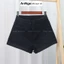 Quần short jean nữ co giãn trắng lật lai cá tính, chất jean cotton co giãn ôm body Anngo - AT489