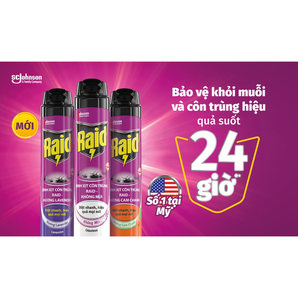 Ảnh RAID Bình Xịt Côn Trùng Không Mùi Thoáng Mát 520ml 1
