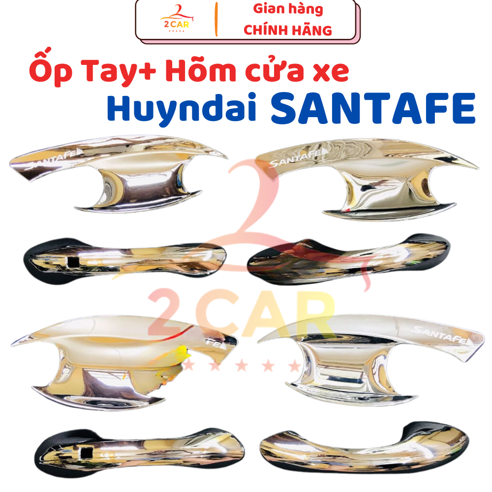 Ốp Tay nắm, Hõm Cửa, chén cửa Xe Hyundai Santafe 2019 - 2023 Mạ crom cao cấp