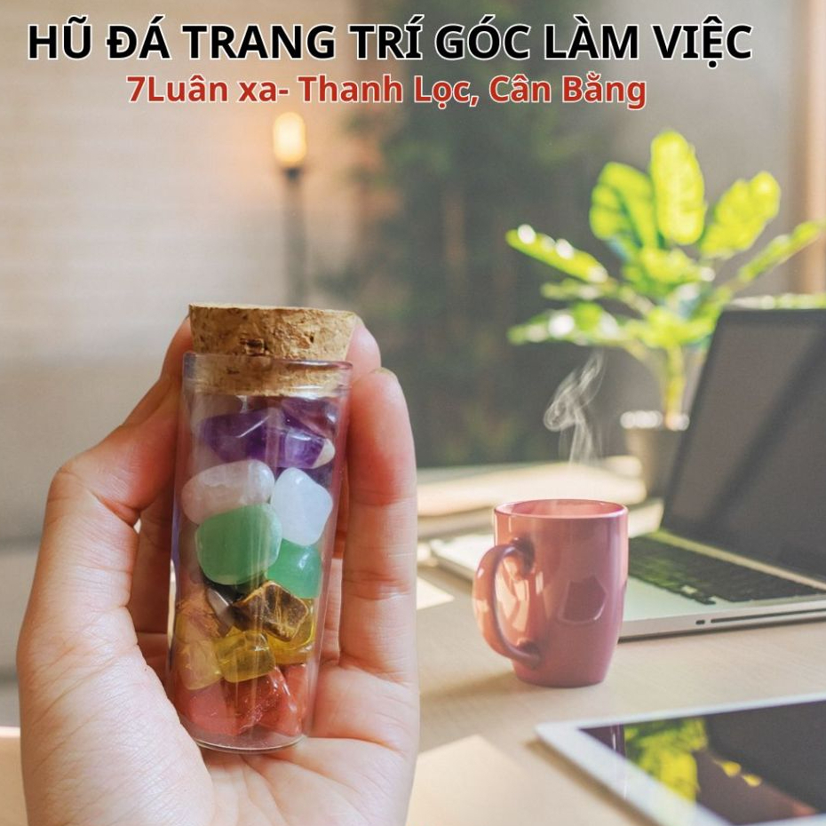 Lọ ước nguyện gồm 7loại đá quý tự nhiên,chakra riki, món quà dễ thương, thiền định, chữ a lành