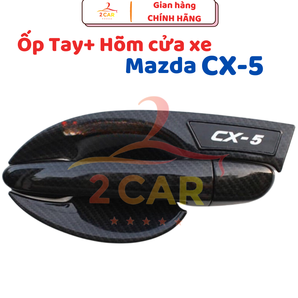 Ốp tay nắm, hõm cửa CARBON xe Mazda CX5 2014 - 2025 vân cacbon cao cấp