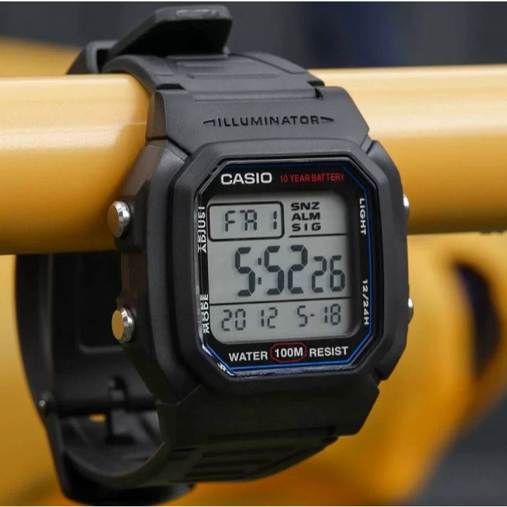 Ảnh Đồng Hồ Casio Nam Điện Tử W-800H-1AVDF Mặt Vuông Dây Cao Su Chính Hãng 4