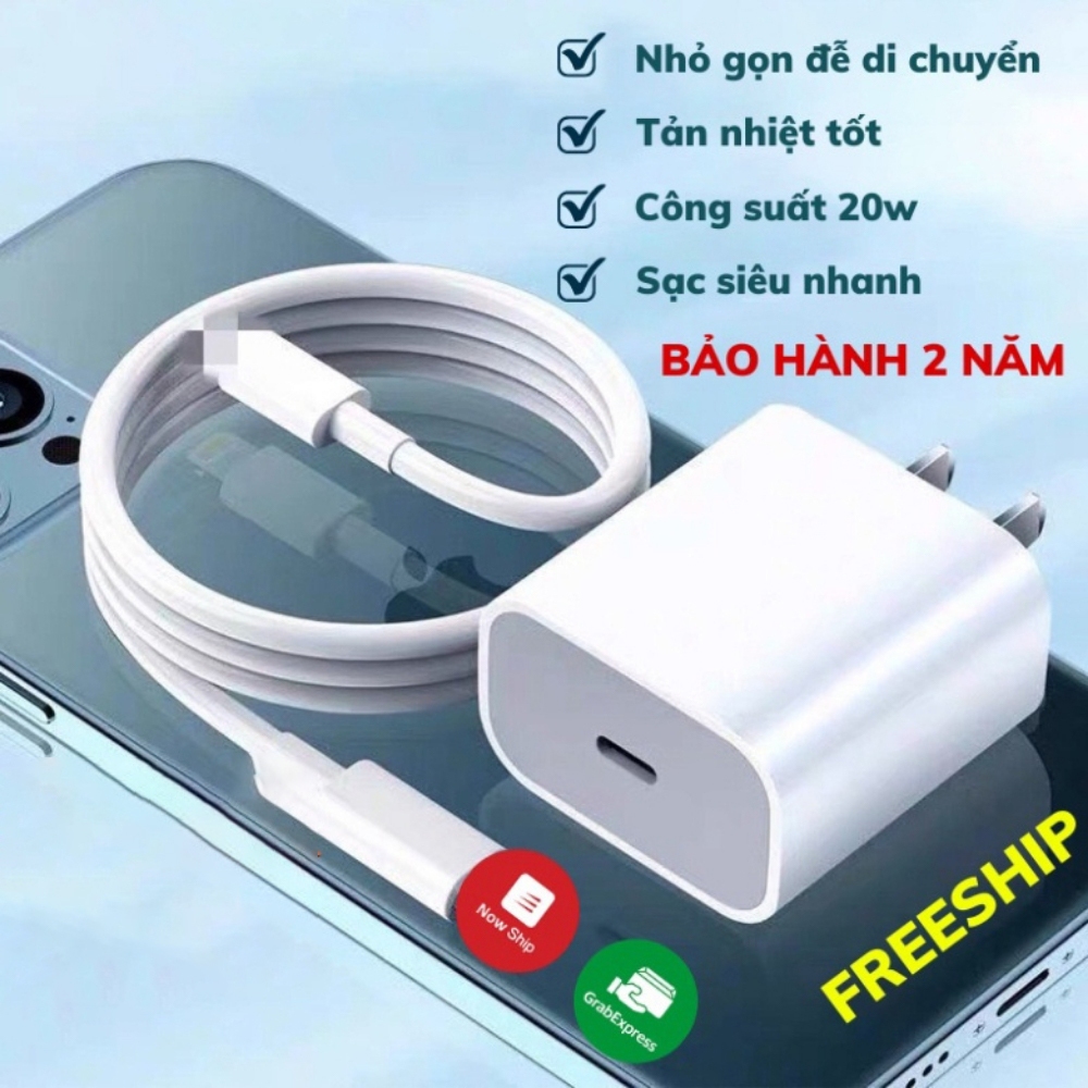 Bộ sạc nhanh PD45W Type C to LN dây 1-2 mét sử dụng an toàn ổn định Bảo hành 24 tháng