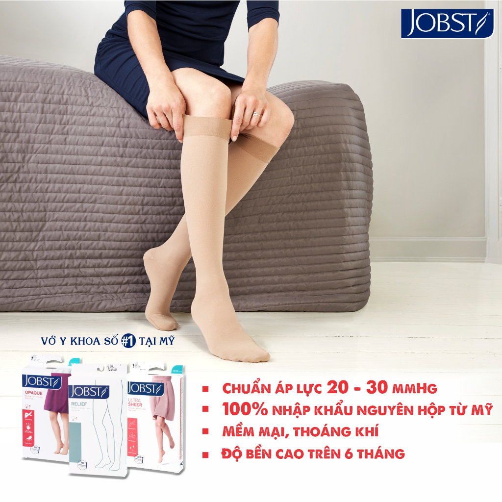 Ảnh Vớ Y Khoa Siêu Mỏng JOBST UltraSheer - Vớ Đùi, Màu Da, Hở Ngón, Áp Lực 20-30mmHg, 2 Chiếc (Tất Y Khoa) 4