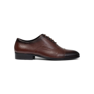 Giày tây nam công sở cao cấp  Fttleather da bò đế phíp gỗ màu nâu Oxford Captoe mẫu 635