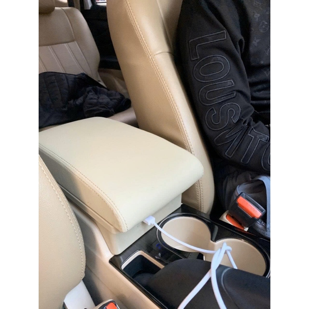 Bệ tỳ tay xe Mitsubishi Xpander 2018 - 2021, 2022, 2023 mẫu chân thấp, màu đen, kem