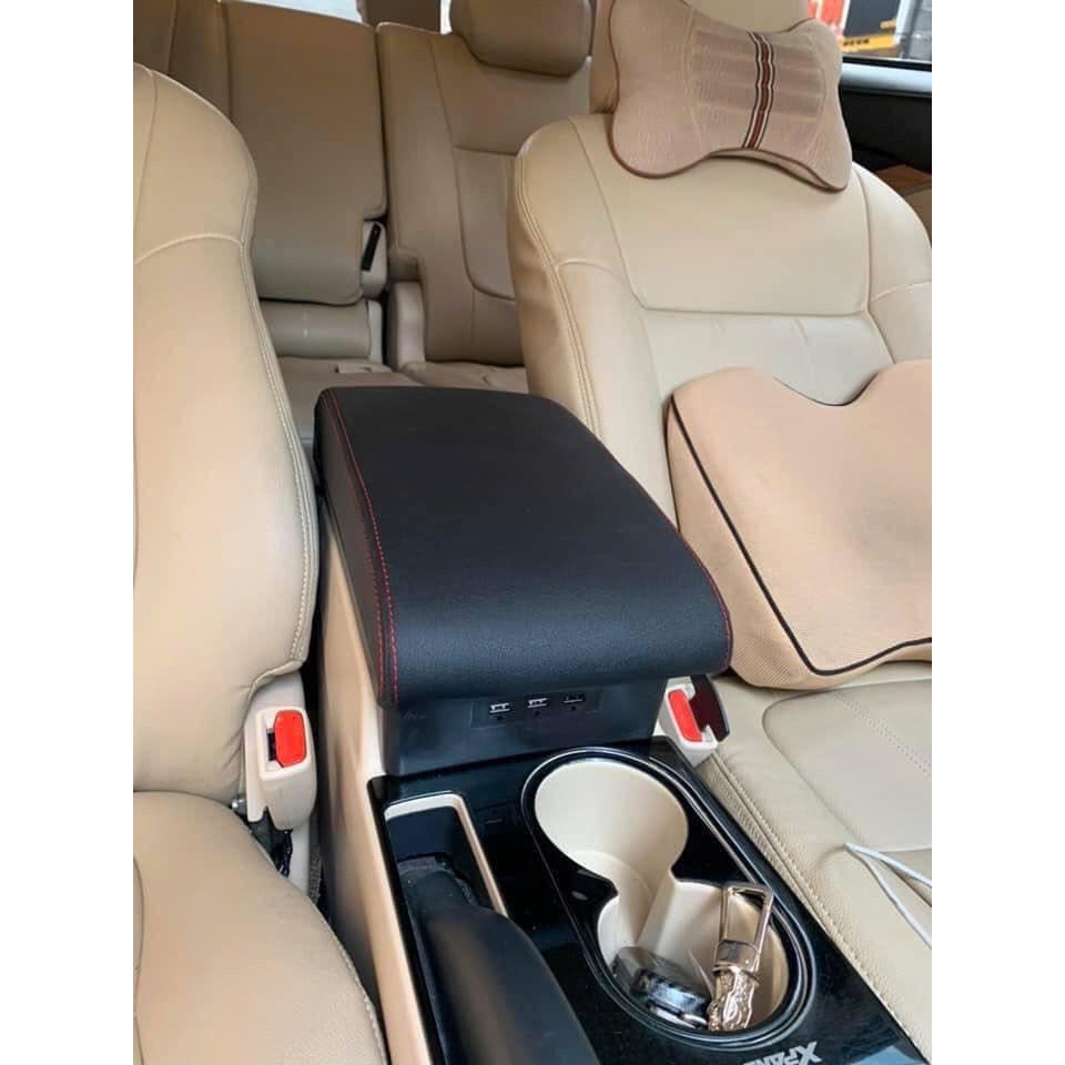 Bệ tỳ tay xe Mitsubishi Xpander 2018 - 2021, 2022, 2023 mẫu chân thấp, màu đen, kem