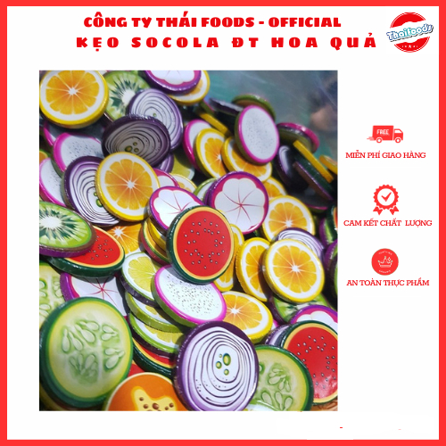 KẸO SOCOLA ĐỒNG TIỀN HÌNH HOA QUẢ TÚI 1KG/300GR LỌ 100C/ THÁI FOODS