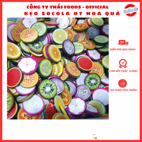 KẸO SOCOLA ĐỒNG TIỀN HÌNH HOA QUẢ TÚI 1KG/300GR LỌ 100C/ THÁI FOODS