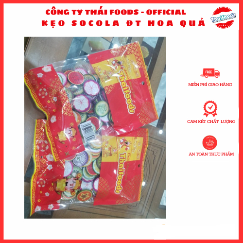 KẸO SOCOLA ĐỒNG TIỀN HÌNH HOA QUẢ TÚI 1KG/300GR LỌ 100C/ THÁI FOODS