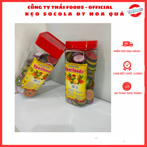 KẸO SOCOLA ĐỒNG TIỀN HÌNH HOA QUẢ TÚI 1KG/300GR LỌ 100C/ THÁI FOODS