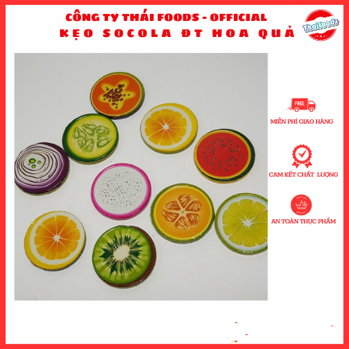 KẸO SOCOLA ĐỒNG TIỀN HÌNH HOA QUẢ TÚI 1KG/300GR LỌ 100C/ THÁI FOODS