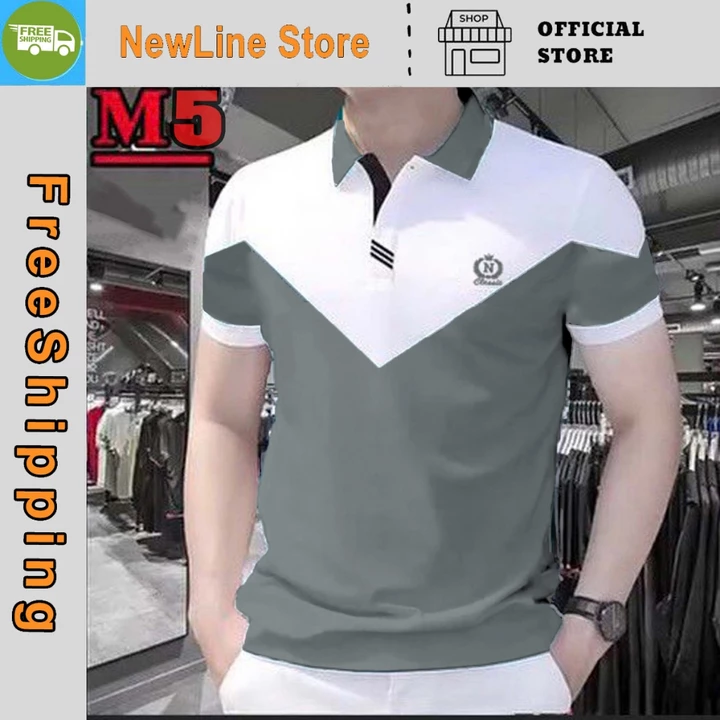 Áo Polo Nam CVC Tay Ngắn Mix 2 Màu, Co Giãn 4 Chiều, Thêu Logo Cao Cấp, Menswear Sang Trọng