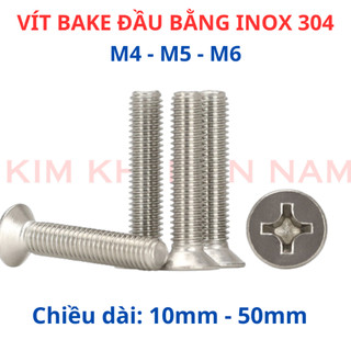 [Túi 10 - 20 Con] Ốc Vít Đầu Bằng Pake INOX 304 M4 M5 M6 - Bulong Đầu Côn Chữ Thập (+) Phẳng Bề Mặt, Không Gỉ Sét