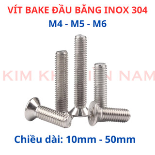 [Túi 10 - 20 Con] Ốc Vít Đầu Bằng Pake INOX 304 M4 M5 M6 - Bulong Đầu Côn Chữ Thập (+) Phẳng Bề Mặt, Không Gỉ Sét