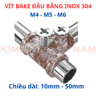 [Túi 10 - 20 Con] Ốc Vít Đầu Bằng Pake INOX 304 M4 M5 M6 - Bulong Đầu Côn Chữ Thập (+) Phẳng Bề Mặt, Không Gỉ Sét