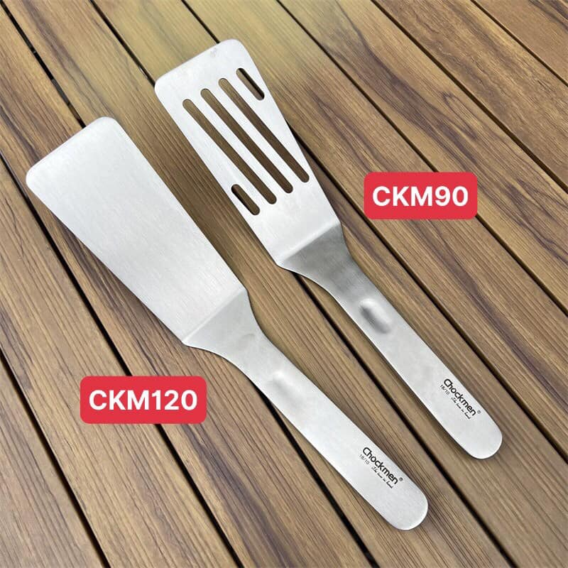 Dụng Cụ Chiên Lật Cá Inox, Xẻng Chiên Lật Chockmen Trơn Thủng CKM90 CKM120