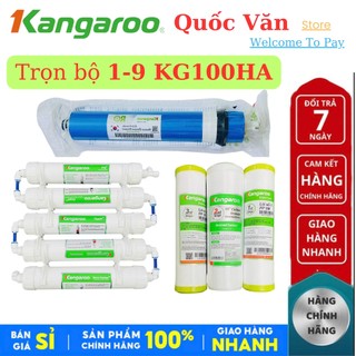 Combo 9 lõi lọc nước hydrogen máy Kangaroo KG100HA, KG100HC (123, RO 50GPD, Fir+, Orph+, Hyph+, Mineral+, Nano Carbon+ )