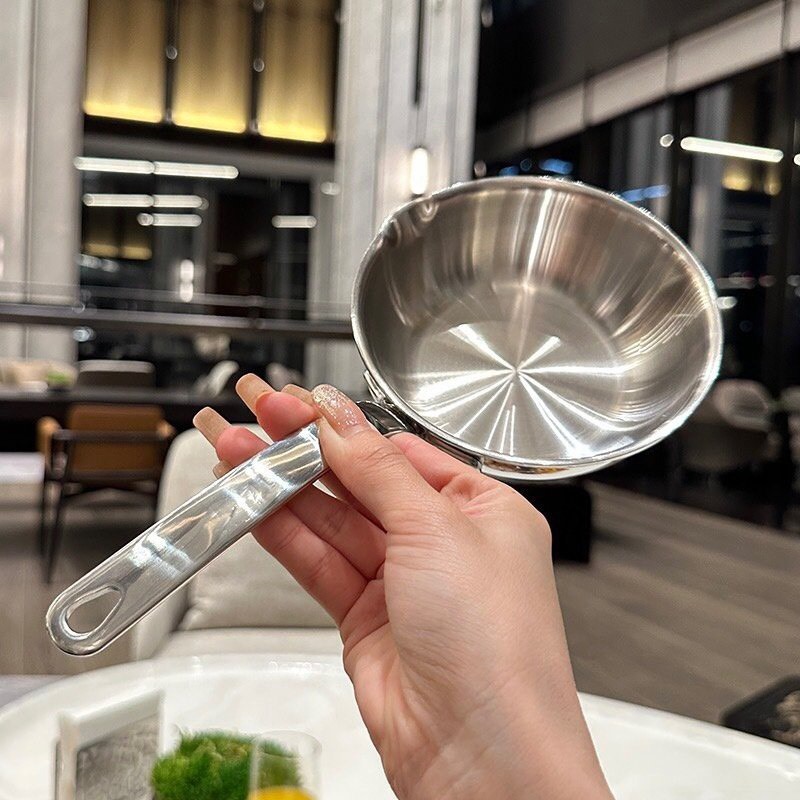 Chảo Inox Mini Chảo Julia Child Lunkai 12cm CKM01, Chảo Nhỏ Dùng Mọi Loại Bếp