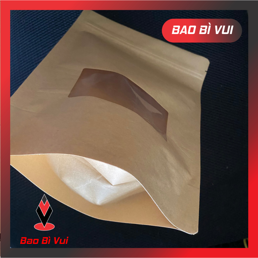 [1kg] Túi zip giấy cửa sổ vuông - BAO BÌ VUI