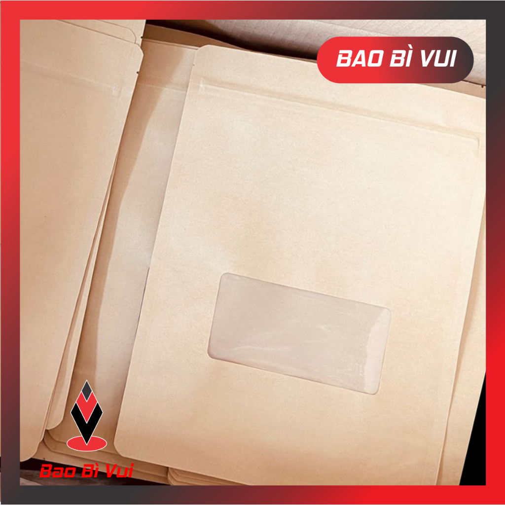 [1kg] Túi zip giấy cửa sổ vuông - BAO BÌ VUI