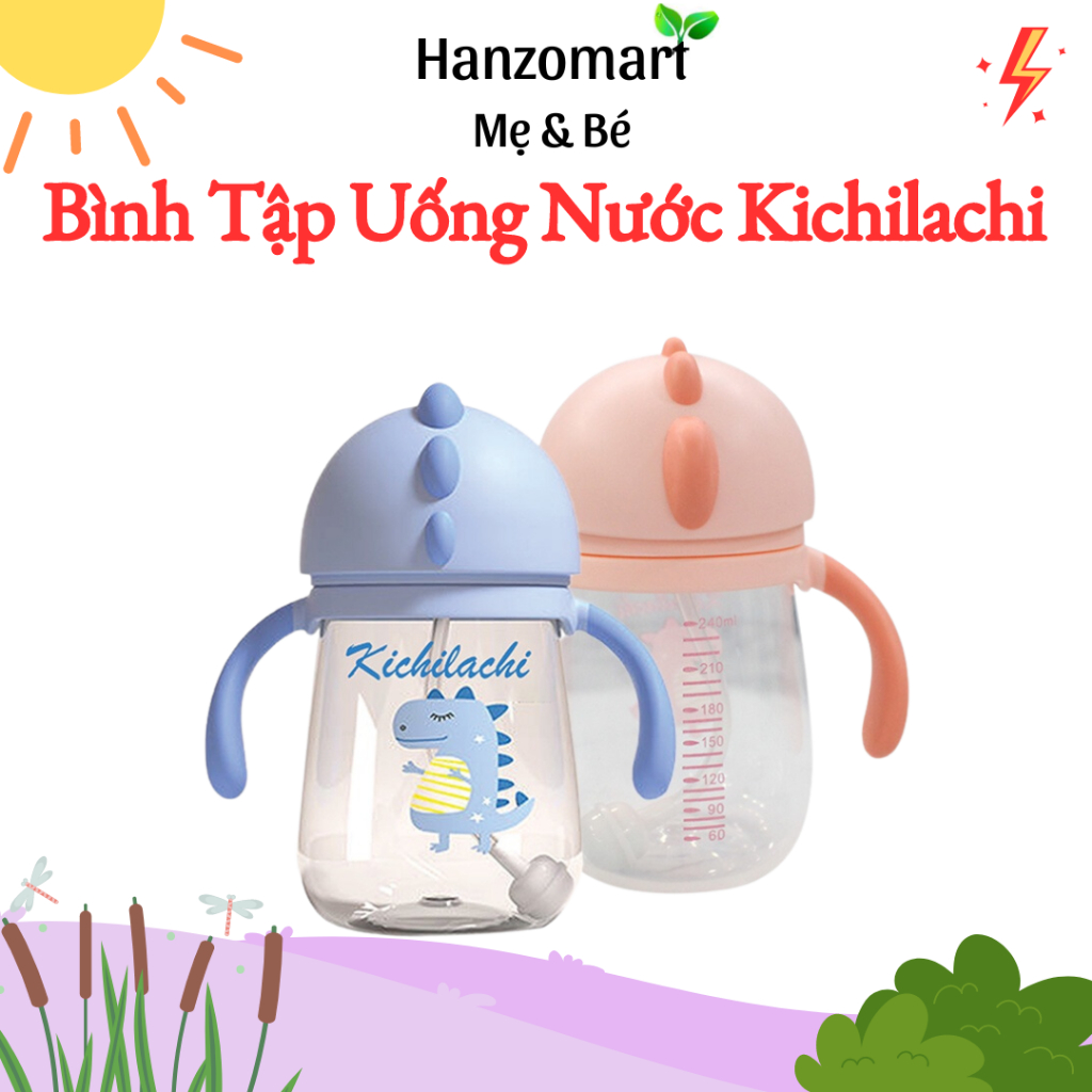 Bình nước / Bình uống nước nhựa PP chống sặc Kichilachi 220ml/ 240ml/ 300ml - hanzomart