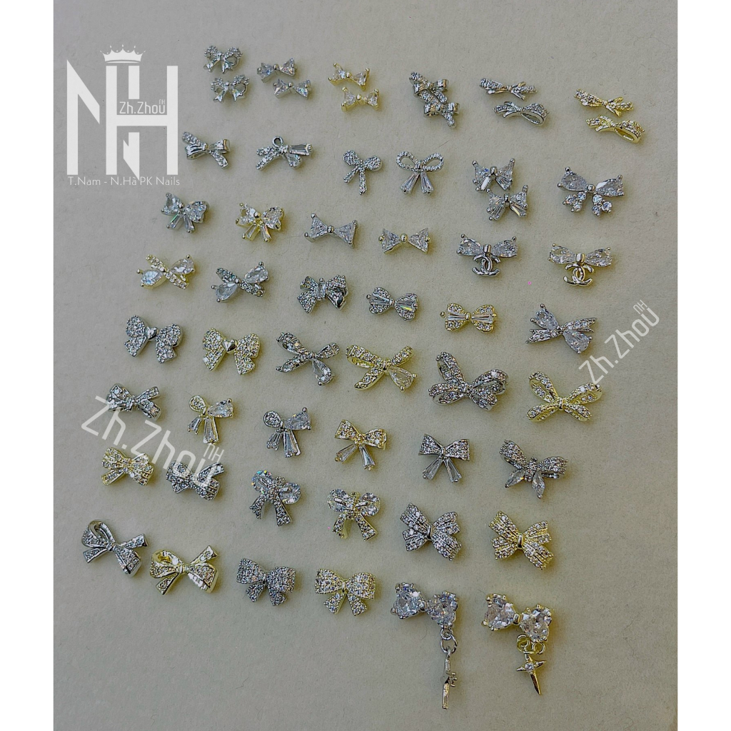 Các mẫu Charm nơ quốc dân đá hình trang trí móng, charm đá gắn móng , charm đá cao cấp, phụ kiện nail chính hãng