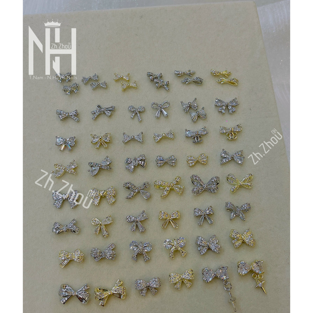 Các mẫu Charm nơ quốc dân đá hình trang trí móng, charm đá gắn móng , charm đá cao cấp, phụ kiện nail chính hãng