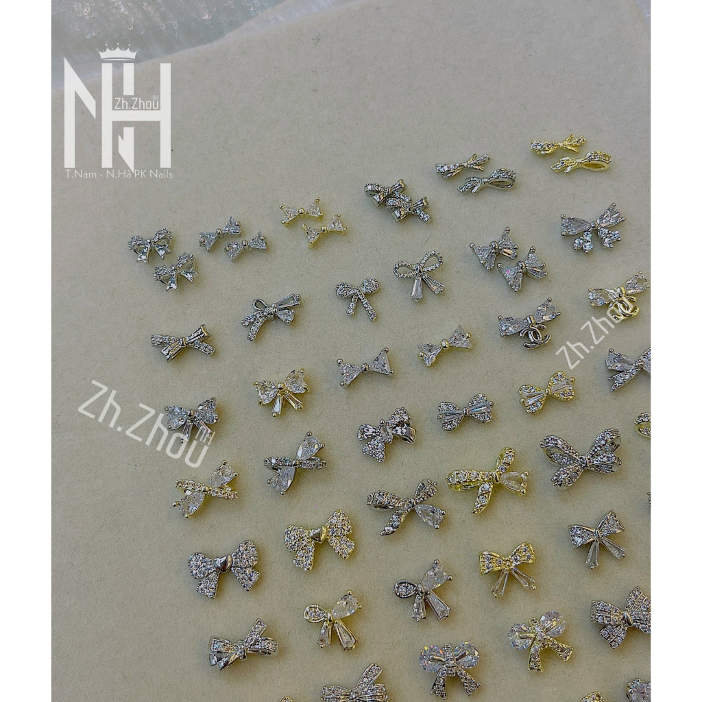 Các mẫu Charm nơ quốc dân đá hình trang trí móng, charm đá gắn móng , charm đá cao cấp, phụ kiện nail chính hãng