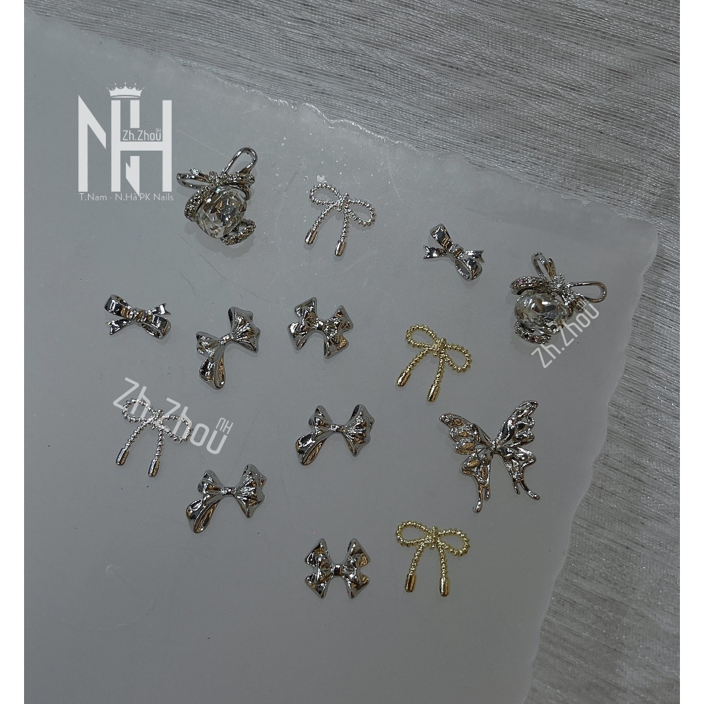 Các mẫu Charm nơ quốc dân đá hình trang trí móng, charm đá gắn móng , charm đá cao cấp, phụ kiện nail chính hãng