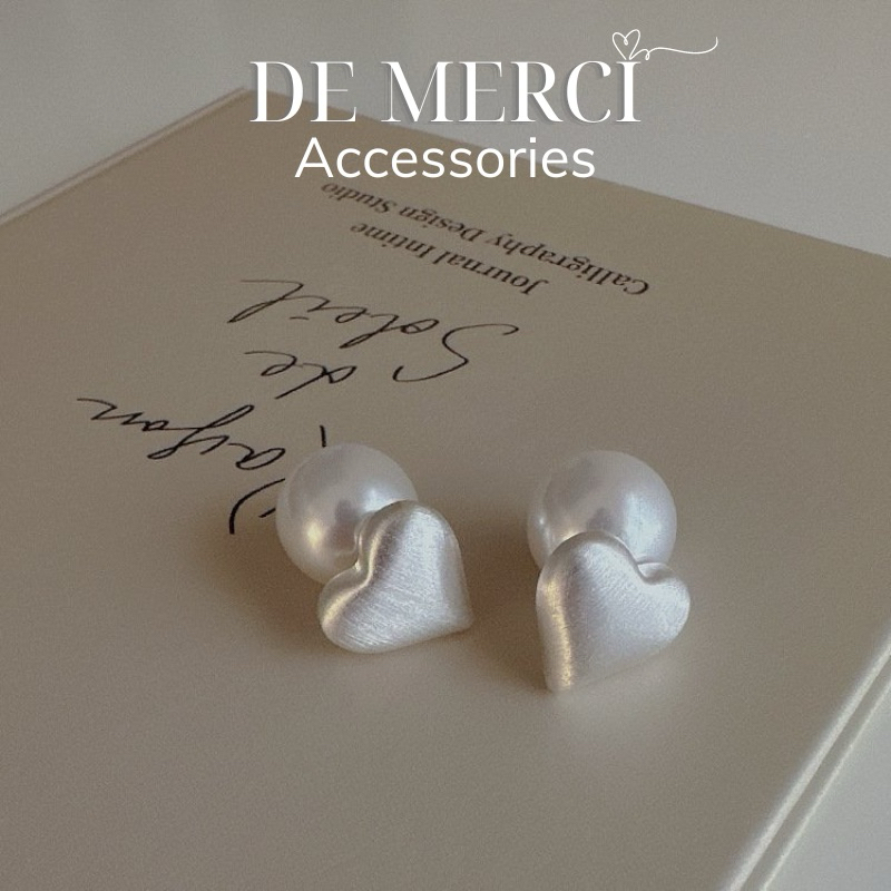Khuyên tai nữ chuôi bạc 925 DE MERCI ACCESSORIES hình Trái tim sang trọng BT022