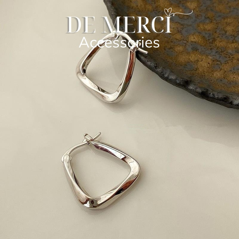 Khuyên tai nữ bạc 925 DE MERCI ACCESSORIES tiểu thư phủ bóng phụ kiện trang sức nữ BT027