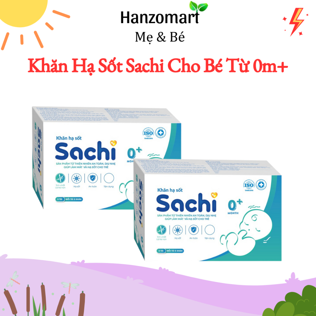 Khăn lau hạ sốt 0m+ & 3m+ SACHI - Giúp hạ nhiệt, giảm sốt - hanzo2009
