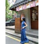 M.H STYLE ORDER denim phù hợp với mùa hè retro màu xanh cô gái nóng bỏng áo vest trên quần ống rộ