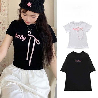 Áo thun xinh in chữ BABY LOVE cho nữ form rộng chất cotton mỏng nhẹ mát mặc đi dạo phố LACLAC
