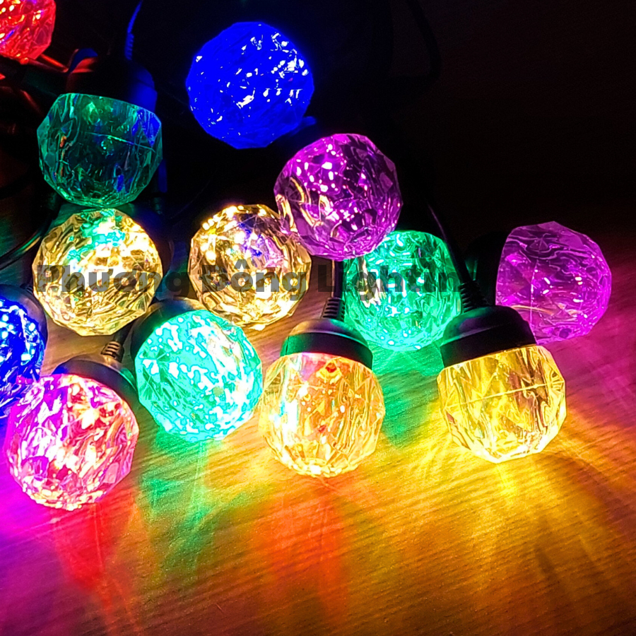 DÂY ĐÈN LED ĐÚC LIỀN ĐUÔI 10M - 15 BÓNG PHA LÊ KÍN NƯỚC TRANG TRÍ NGOÀI TRỜI 220v