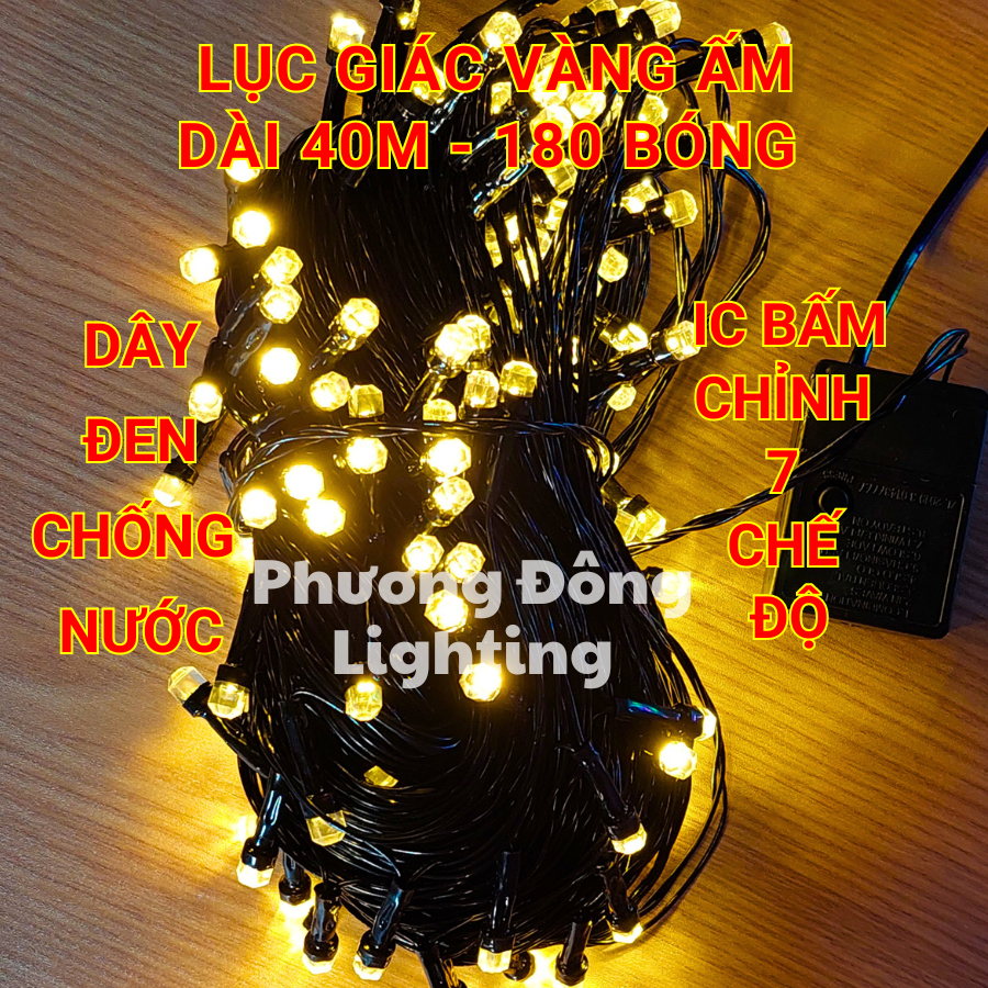 Dây Đèn LED CHỚP Lục Giác - Q8 - 40m - 180 Bóng Trang trí Noel - Lễ - Tết