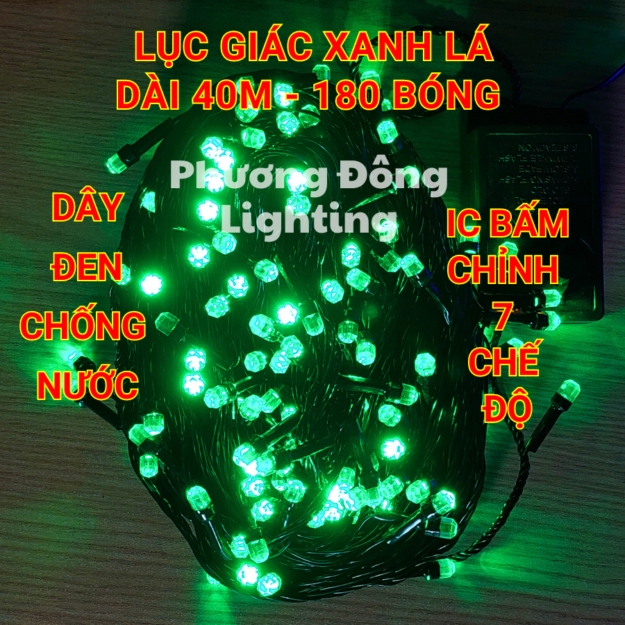 Dây Đèn LED CHỚP Lục Giác - Q8 - 40m - 180 Bóng Trang trí Noel - Lễ - Tết