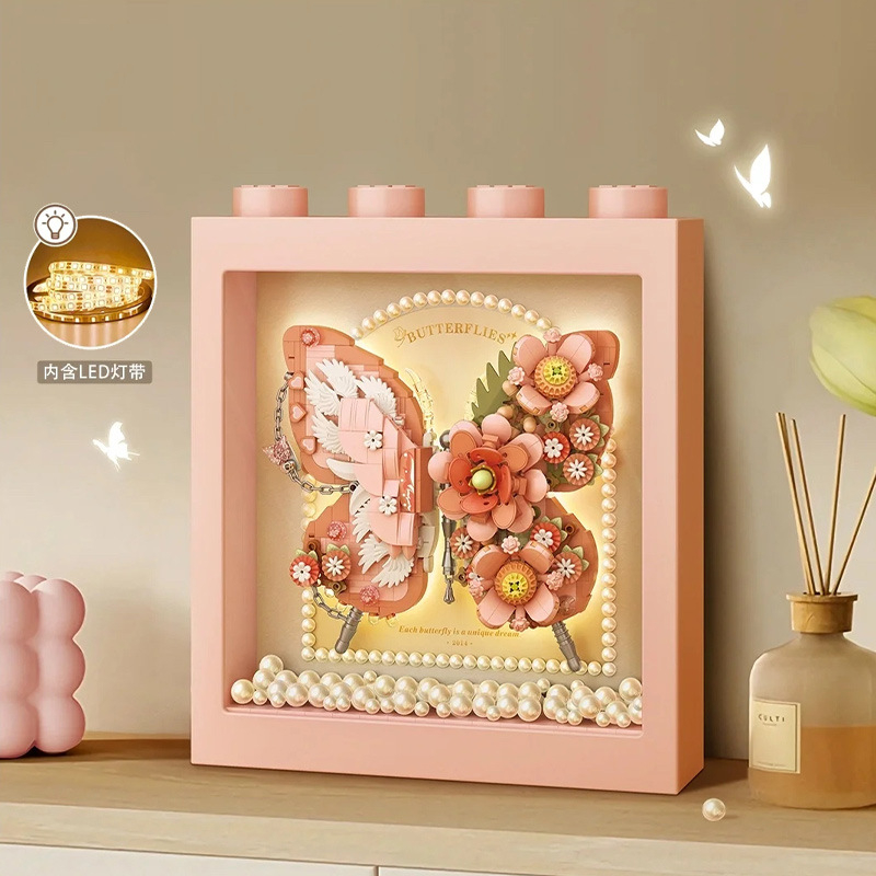 Ảnh Bộ đồ chơi lắp ráp building block LOZ mini bức tranh hoa phát sáng 1960-1961 2