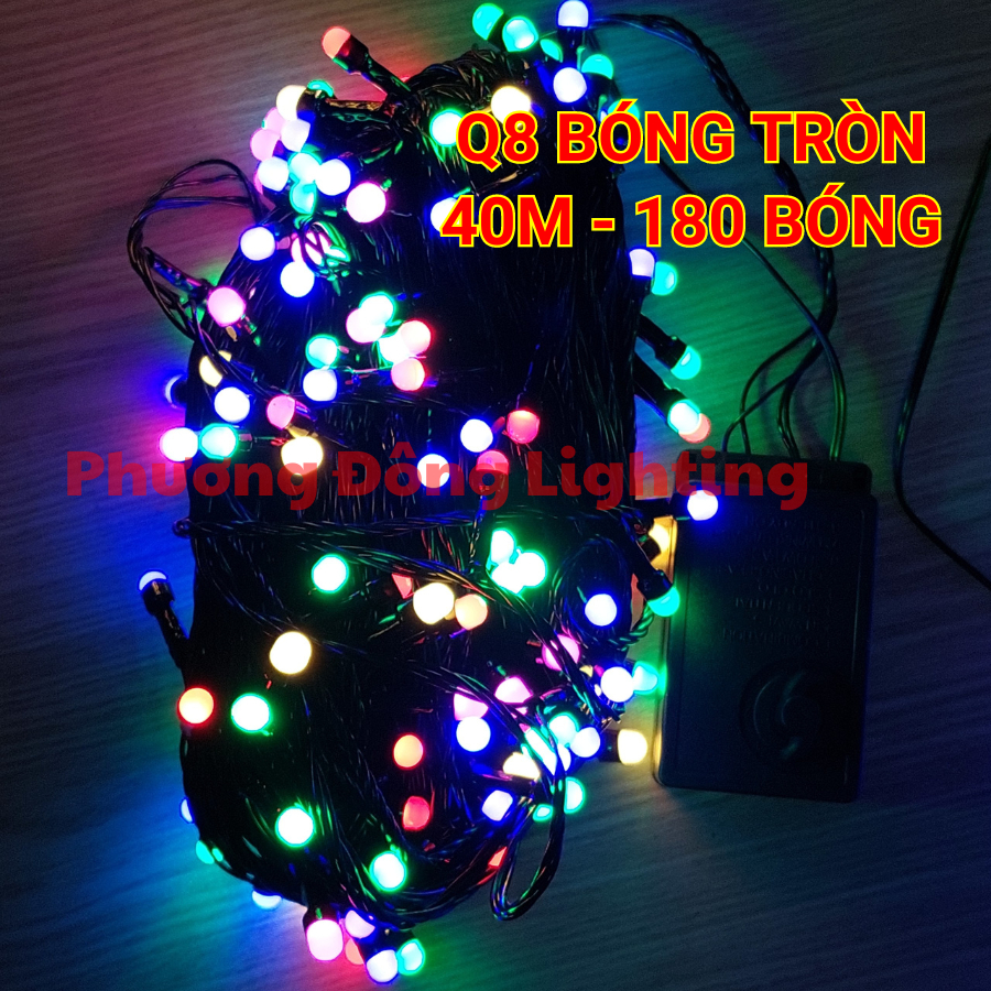 COMBO 5 DÂY ĐÈN LED CHỚP Q8 TRANG TRÍ NOEL 40M - 180 BÓNG ĐỦ MÀU
