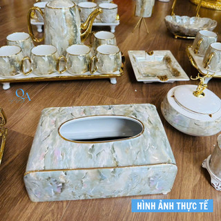 Hộp Đựng Khăn Giấy Gốm Sứ Vân Đá Phong Cách Hiện Đại | Hộp Đựng Giấy Chất Liệu Sứ Vân Đá Cao Cấp