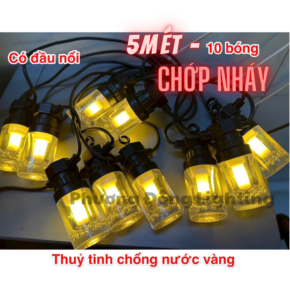 Dây đèn LED KÍN NƯỚC Trang trí ngoài trời 5m - 10 bóng /10m - 15 bóng KIỂU TRỤ - BI BỌT
