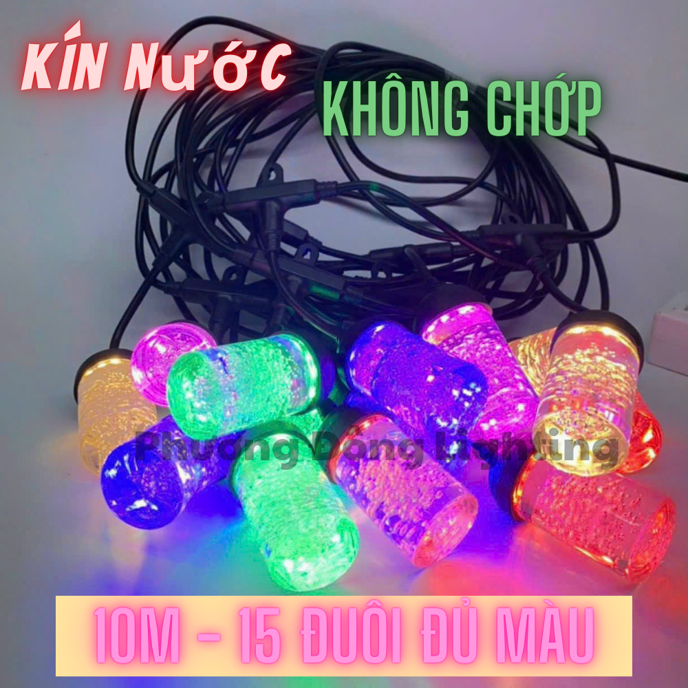Dây đèn LED KÍN NƯỚC Trang trí ngoài trời 5m - 10 bóng /10m - 15 bóng KIỂU TRỤ - BI BỌT
