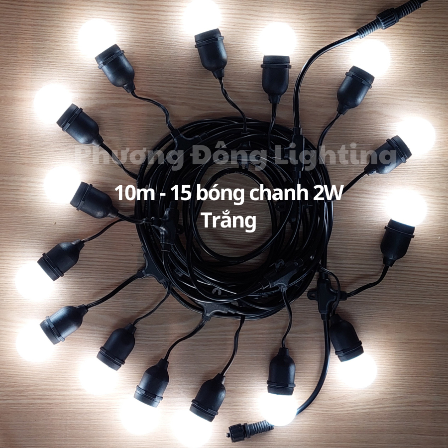 BỘ DÂY ĐUÔI ĐÈN TRANG TRÍ NGOÀI TRỜI KÍN NƯỚC + BÓNG LED CHANH 2W - TRẮNG/ VÀNG NẮNG/ ĐỦ MÀU