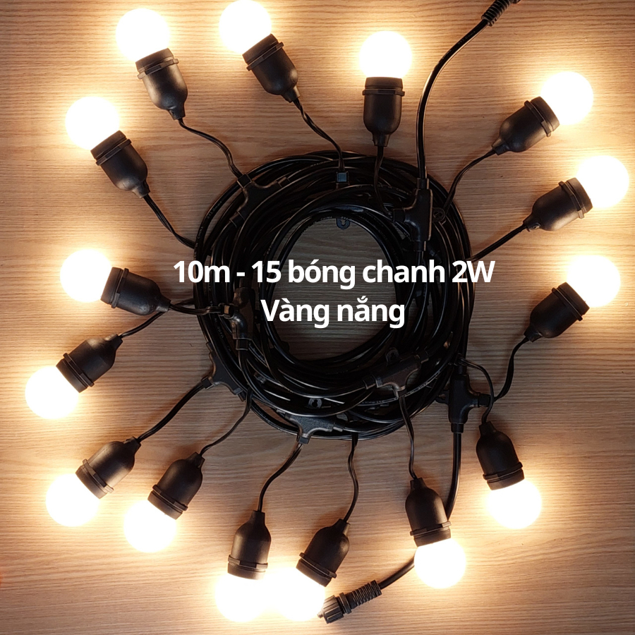BỘ DÂY ĐUÔI ĐÈN TRANG TRÍ NGOÀI TRỜI KÍN NƯỚC + BÓNG LED CHANH 2W - TRẮNG/ VÀNG NẮNG/ ĐỦ MÀU